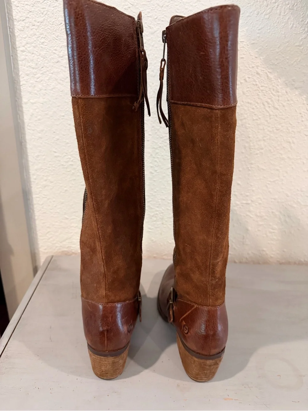 Born Brown Leather & Suede Over-the-Knee Riding Boots